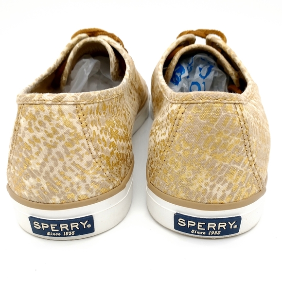 Sperry Seacoast Python Print Sneakers Gold 9 - Picture 5 of 6